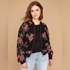 Lane Bryant Floral Lace Bomber Jacket Size 22-24